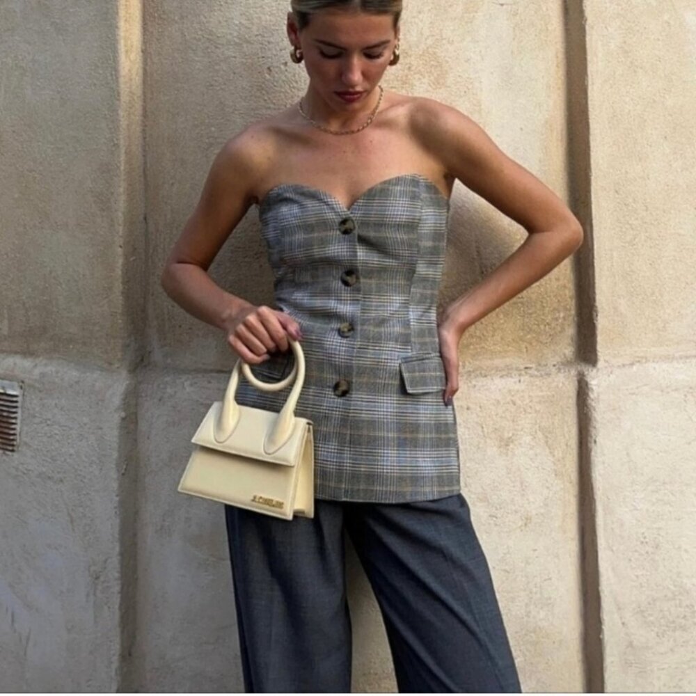 Amazing Zara menswear  inspired plaid bustier top